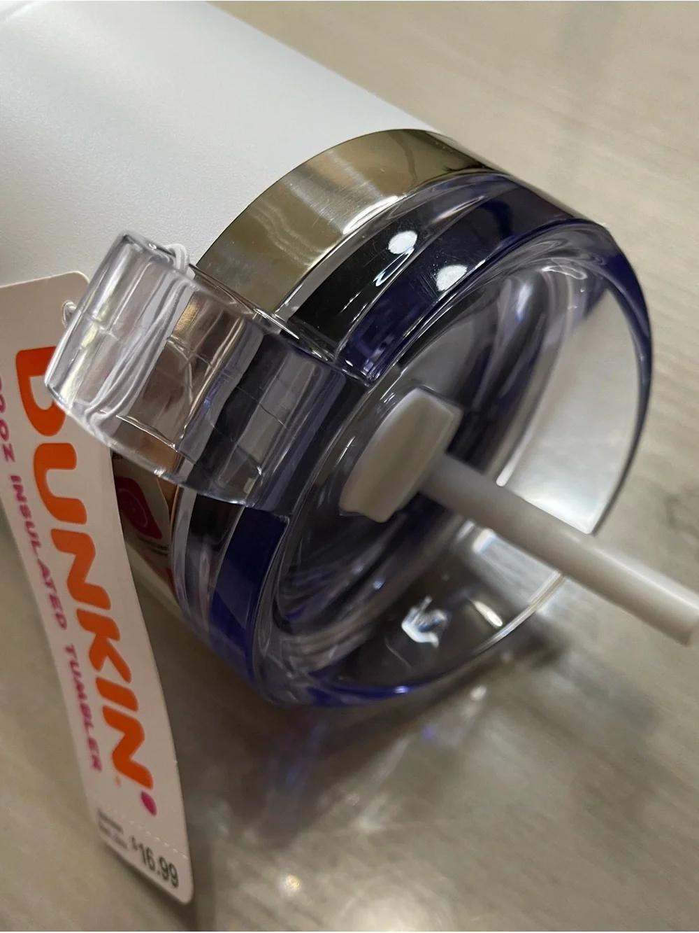NWT Dunkin White Insulated 32oz Tumbler - Pink/Orange Logo
